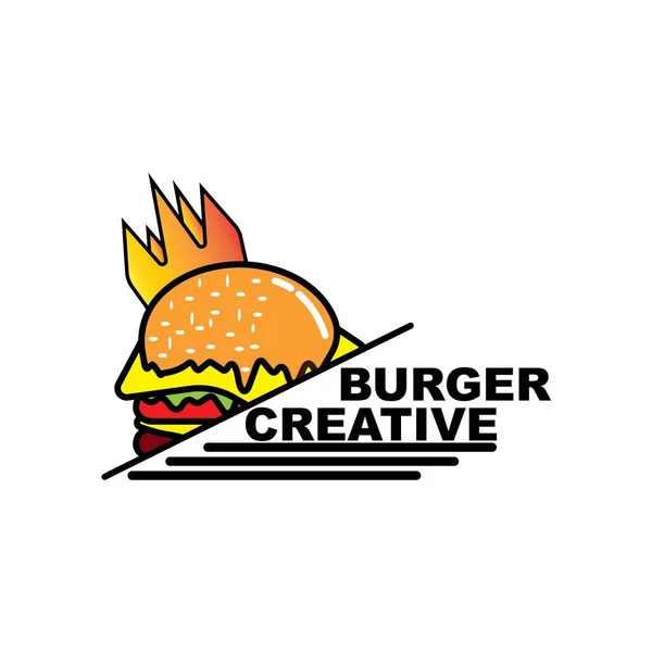 Burger Logo Design Vector Illustration — Stok fotoğraf