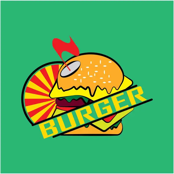Burger Logo Design Vector Illustration — 스톡 사진