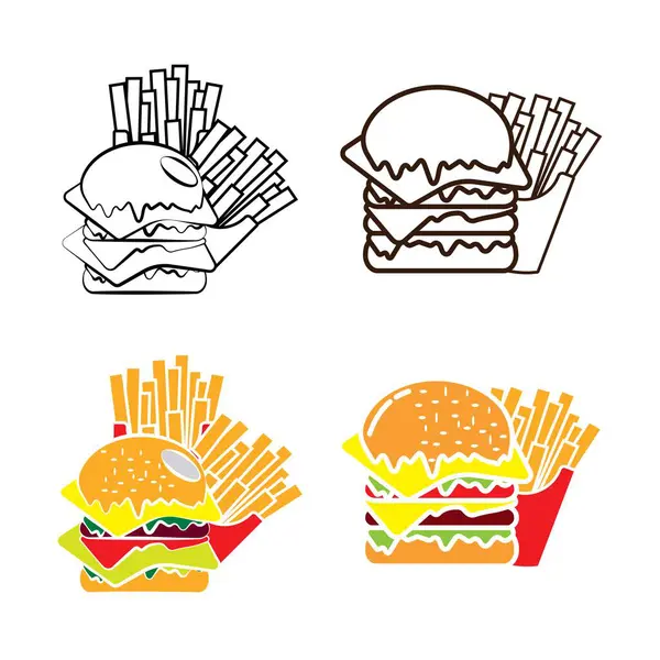 Burger Logo Design Vector Illustration — Stockfoto