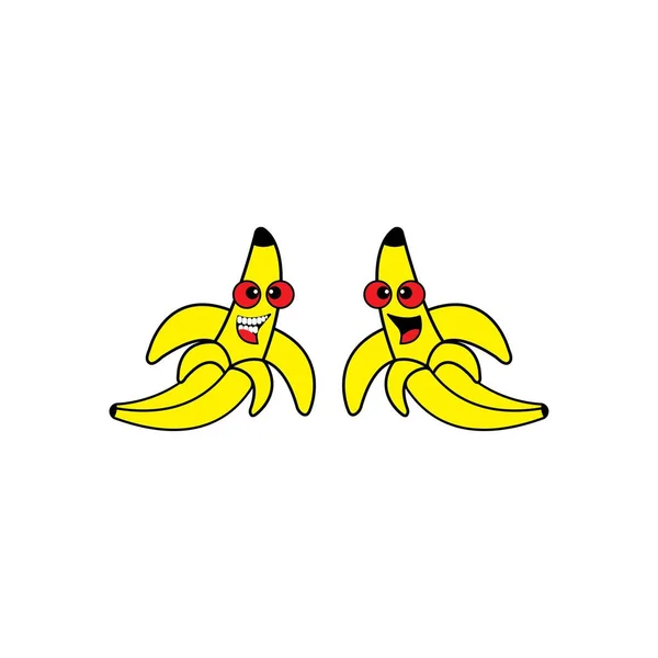Banana vector illustration. Banana cartoon character logo, fruit icon concept