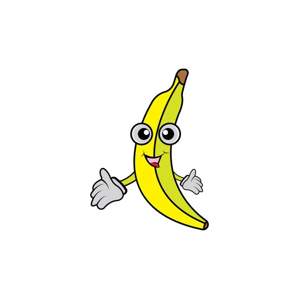 Банановая Векторная Иллюстрация Логотип Персонажа Банановой Карикатуры Концепция Иконы Фруктов — стоковое фото