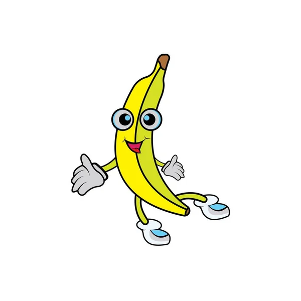 Bananenvektorillustration Bananen Cartoon Charakter Logo Obst Icon Konzept — Stockfoto