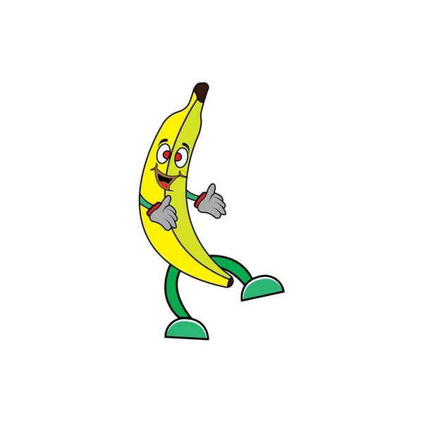 Muz Vektör Çizimi Muz Çizgi Film Karakteri Logosu Meyve Ikonu — Stok fotoğraf