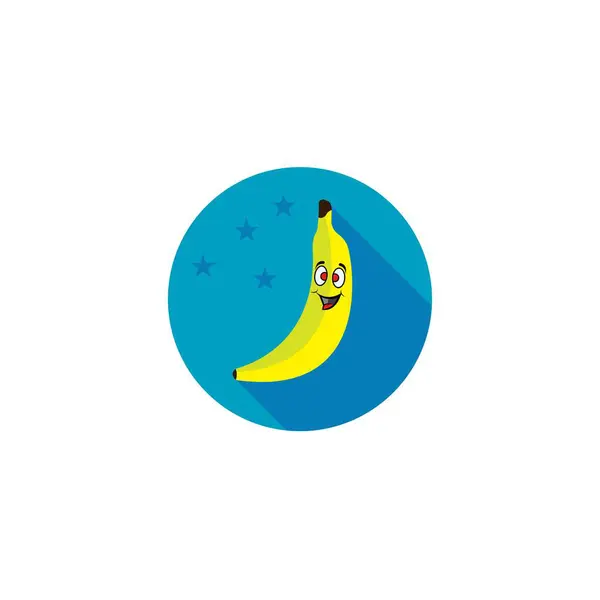 Banana vector illustration. Banana cartoon character logo, fruit icon concept