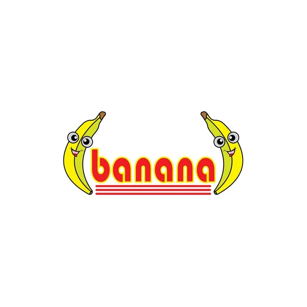 バナナベクトルイラスト バナナ漫画キャラクターロゴ フルーツアイコンコン — ストック写真