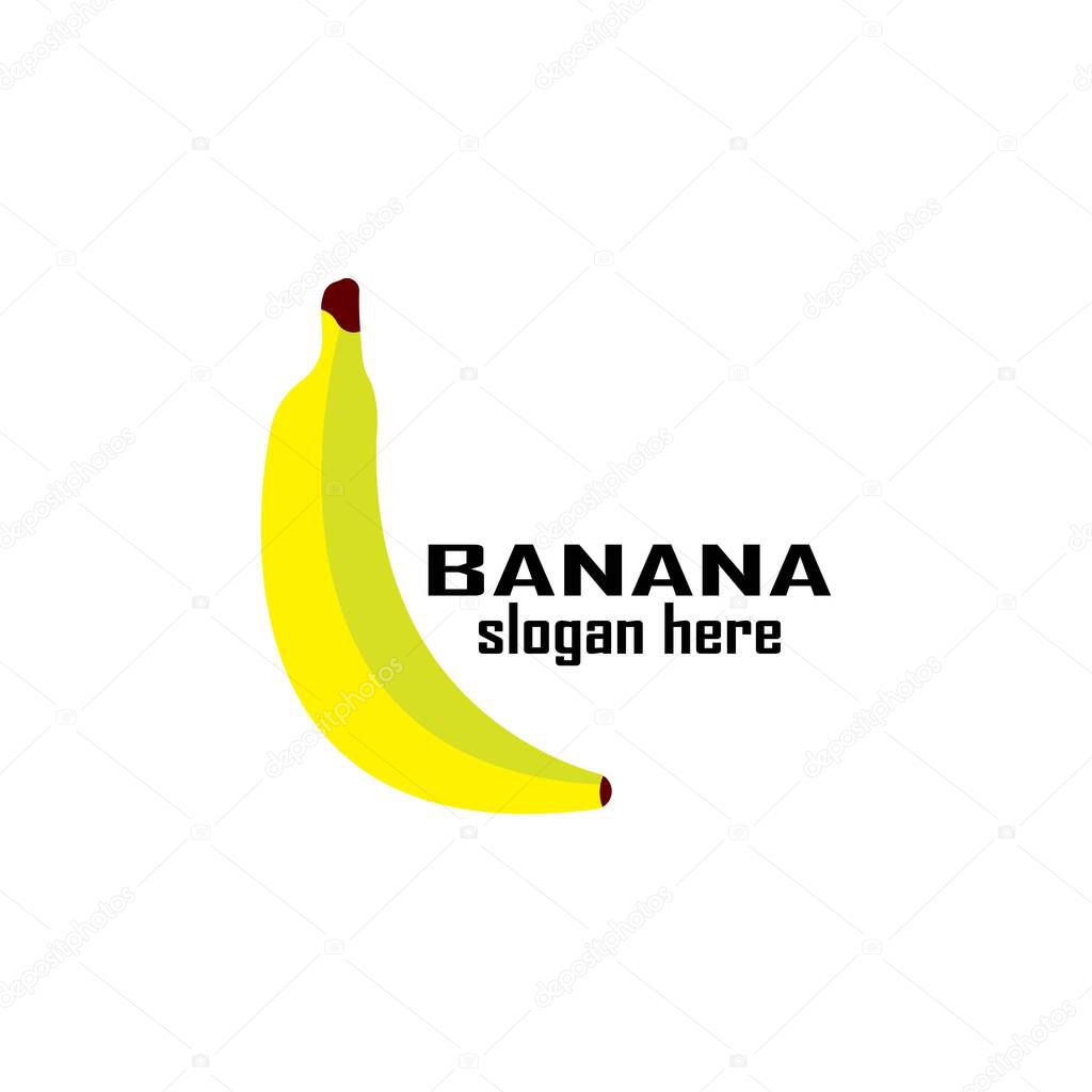 Banana vector illustration. Banana cartoon character logo, fruit icon concept