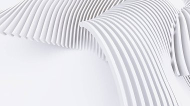 Soyut Eğri Şekiller. Beyaz Dairesel Arkaplan. Soyut arkaplan. 3d illüstrasyon