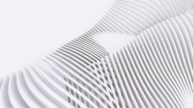 Soyut Eğri Şekiller. Beyaz Dairesel Arkaplan. Soyut arkaplan. 3d illüstrasyon