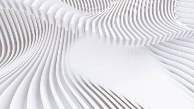 Soyut Eğri Şekiller. Beyaz Dairesel Arkaplan. Soyut arkaplan. 3d illüstrasyon