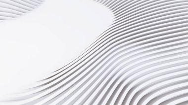 Soyut Eğri Şekiller. Beyaz Dairesel Arkaplan. Soyut arkaplan. 3d illüstrasyon
