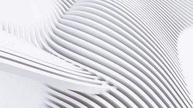 Soyut Eğri Şekiller. Beyaz Dairesel Arkaplan. Soyut arkaplan. 3d illüstrasyon