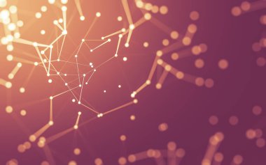 3d soyut arkaplan. Çokgen şekilli molekül teknolojisi, noktaları ve çizgileri birleştiriyor. Bağlantı yapısı. Büyük veri görselleştirmesi. 3d arkaplan.