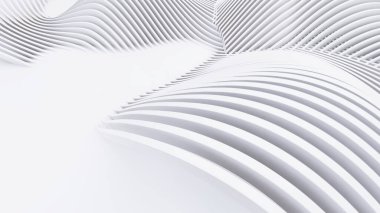 Soyut Eğri Şekiller. Beyaz Dairesel Arkaplan. Soyut arkaplan. 3d illüstrasyon