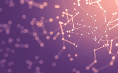 3d soyut arkaplan. Çokgen şekilli molekül teknolojisi, noktaları ve çizgileri birleştiriyor. Bağlantı yapısı. Büyük veri görselleştirmesi. 3d arkaplan.