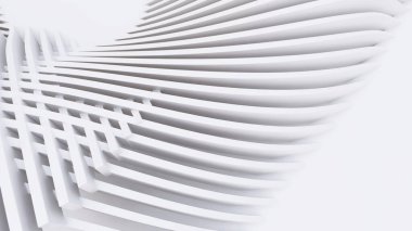 Soyut Eğri Şekiller. Beyaz Dairesel Arkaplan. Soyut arkaplan. 3d illüstrasyon