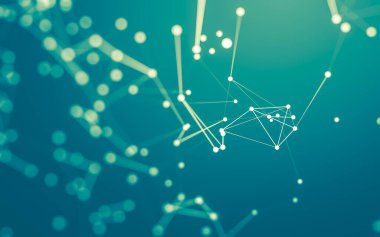 3d soyut arkaplan. Çokgen şekilli molekül teknolojisi, noktaları ve çizgileri birleştiriyor. Bağlantı yapısı. Büyük veri görselleştirmesi. 3d arkaplan.