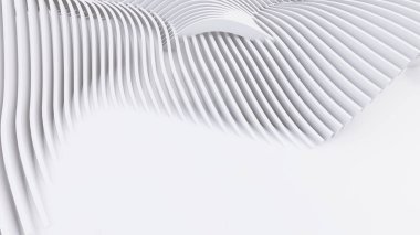 Soyut Eğri Şekiller. Beyaz Dairesel Arkaplan. Soyut arkaplan. 3d illüstrasyon