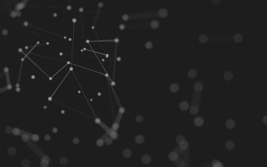 3d soyut arkaplan. Çokgen şekilli molekül teknolojisi, noktaları ve çizgileri birleştiriyor. Bağlantı yapısı. Büyük veri görselleştirmesi. 3d arkaplan. 