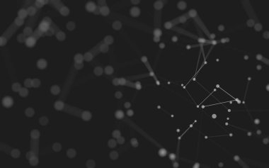 3d soyut arkaplan. Çokgen şekilli molekül teknolojisi, noktaları ve çizgileri birleştiriyor. Bağlantı yapısı. Büyük veri görselleştirmesi. 3d arkaplan. 