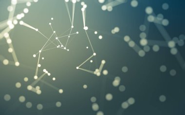 3d soyut arkaplan. Çokgen şekilli molekül teknolojisi, noktaları ve çizgileri birleştiriyor. Bağlantı yapısı. Büyük veri görselleştirmesi. 3d arkaplan.