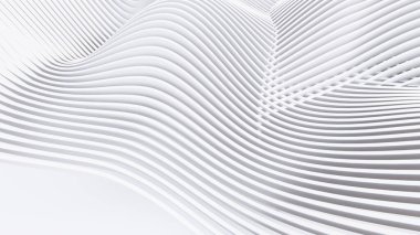 Soyut Eğri Şekiller. Beyaz Dairesel Arkaplan. Soyut arkaplan. 3d illüstrasyon