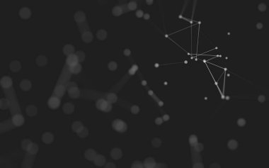 3d soyut arkaplan. Çokgen şekilli molekül teknolojisi, noktaları ve çizgileri birleştiriyor. Bağlantı yapısı. Büyük veri görselleştirmesi. 3d arkaplan. 