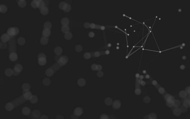 3d soyut arkaplan. Çokgen şekilli molekül teknolojisi, noktaları ve çizgileri birleştiriyor. Bağlantı yapısı. Büyük veri görselleştirmesi. 3d arkaplan. 