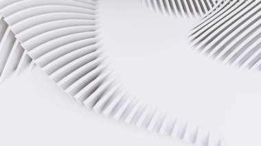 Soyut Eğri Şekiller. Beyaz Dairesel Arkaplan. Soyut arkaplan. 3d illüstrasyon