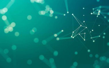 3d soyut arkaplan. Çokgen şekilli molekül teknolojisi, noktaları ve çizgileri birleştiriyor. Bağlantı yapısı. Büyük veri görselleştirmesi. 3d arkaplan.