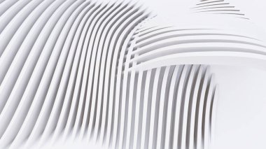 Soyut Eğri Şekiller. Beyaz Dairesel Arkaplan. Soyut arkaplan. 3d illüstrasyon