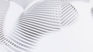 Soyut Eğri Şekiller. Beyaz Dairesel Arkaplan. Soyut arkaplan. 3d illüstrasyon