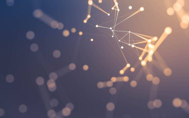 3d soyut arkaplan. Çokgen şekilli molekül teknolojisi, noktaları ve çizgileri birleştiriyor. Bağlantı yapısı. Büyük veri görselleştirmesi. 3d arkaplan.