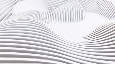 Soyut Eğri Şekiller. Beyaz Dairesel Arkaplan. Soyut arkaplan. 3d illüstrasyon