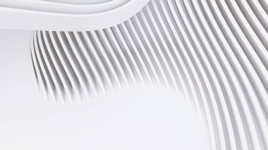 Soyut Eğri Şekiller. Beyaz Dairesel Arkaplan. Soyut arkaplan. 3d illüstrasyon