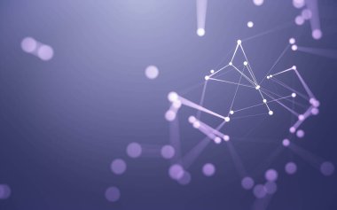 3d soyut arkaplan. Çokgen şekilli molekül teknolojisi, noktaları ve çizgileri birleştiriyor. Bağlantı yapısı. Büyük veri görselleştirmesi. 3d arkaplan.