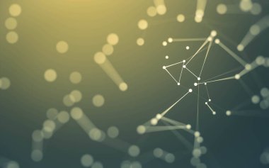 3d soyut arkaplan. Çokgen şekilli molekül teknolojisi, noktaları ve çizgileri birleştiriyor. Bağlantı yapısı. Büyük veri görselleştirmesi. 3d arkaplan.