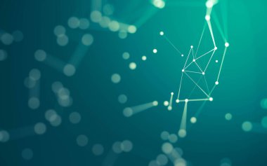 3d soyut arkaplan. Çokgen şekilli molekül teknolojisi, noktaları ve çizgileri birleştiriyor. Bağlantı yapısı. Büyük veri görselleştirmesi. 3d arkaplan.