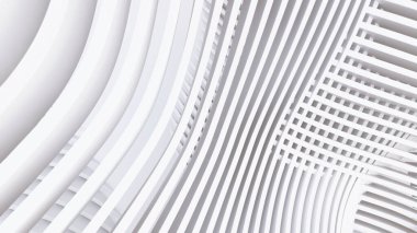 Soyut Eğri Şekiller. Beyaz Dairesel Arkaplan. Soyut arkaplan. 3d illüstrasyon