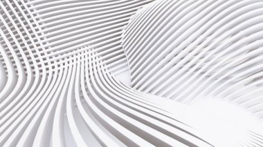 Soyut Eğri Şekiller. Beyaz Dairesel Arkaplan. Soyut arkaplan. 3d illüstrasyon