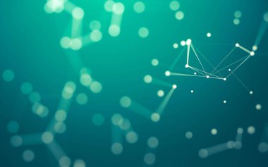 3d soyut arkaplan. Çokgen şekilli molekül teknolojisi, noktaları ve çizgileri birleştiriyor. Bağlantı yapısı. Büyük veri görselleştirmesi. 3d arkaplan.