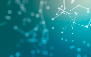 3d soyut arkaplan. Çokgen şekilli molekül teknolojisi, noktaları ve çizgileri birleştiriyor. Bağlantı yapısı. Büyük veri görselleştirmesi. 3d arkaplan.