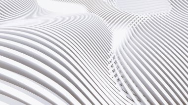 Soyut Eğri Şekiller. Beyaz Dairesel Arkaplan. Soyut arkaplan. 3d illüstrasyon