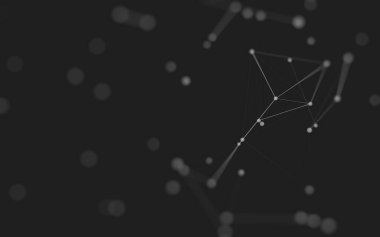 3d soyut arkaplan. Çokgen şekilli molekül teknolojisi, noktaları ve çizgileri birleştiriyor. Bağlantı yapısı. Büyük veri görselleştirmesi. 3d arkaplan. 