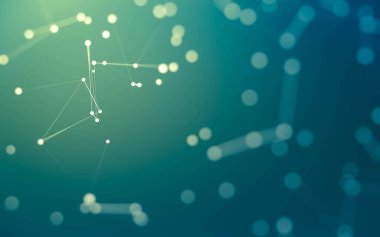 3d soyut arkaplan. Çokgen şekilli molekül teknolojisi, noktaları ve çizgileri birleştiriyor. Bağlantı yapısı. Büyük veri görselleştirmesi. 3d arkaplan.