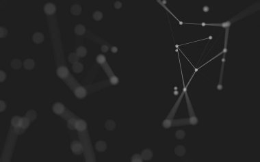 3d soyut arkaplan. Çokgen şekilli molekül teknolojisi, noktaları ve çizgileri birleştiriyor. Bağlantı yapısı. Büyük veri görselleştirmesi. 3d arkaplan. 