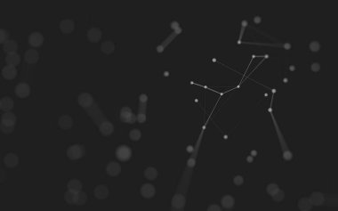 3d soyut arkaplan. Çokgen şekilli molekül teknolojisi, noktaları ve çizgileri birleştiriyor. Bağlantı yapısı. Büyük veri görselleştirmesi. 3d arkaplan. 