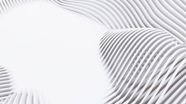 Soyut Eğri Şekiller. Beyaz Dairesel Arkaplan. Soyut arkaplan. 3d illüstrasyon