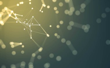 3d soyut arkaplan. Çokgen şekilli molekül teknolojisi, noktaları ve çizgileri birleştiriyor. Bağlantı yapısı. Büyük veri görselleştirmesi. 3d arkaplan.