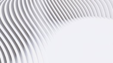 Soyut Eğri Şekiller. Beyaz Dairesel Arkaplan. Soyut arkaplan. 3d illüstrasyon