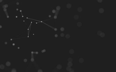 3d soyut arkaplan. Çokgen şekilli molekül teknolojisi, noktaları ve çizgileri birleştiriyor. Bağlantı yapısı. Büyük veri görselleştirmesi. 3d arkaplan. 